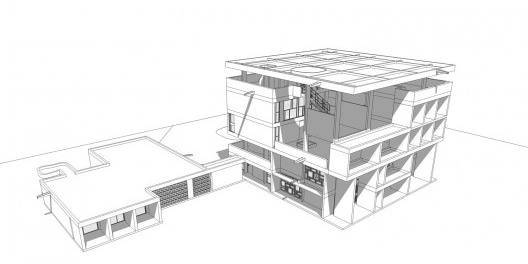Casa Shodhan, vista externa do edifício, Ahmedabad, Gujarat, Índia, 1951-56. Arquiteto Le Corbusier