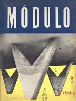 Capa da revista Módulo número 1, com os pilares do Parque Ibirapuera