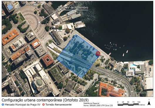 O torreão remanescente na configuração urbana atual