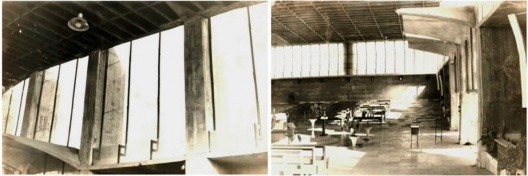 Igreja da Vila Madalena, luz que invade o interior da igreja, São Paulo SP, 1957. Arquiteto Joaquim Guedes