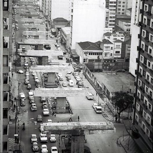Obras do elevado Presidente Arthur da Costa e Silva, 1970