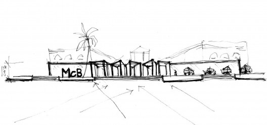 Oficina de desenho urbano MCB, elevação da nova entrada do museu (1ª alternativa), São Paulo, 2011