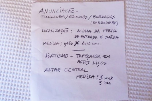 Igreja Espírito Santo do Pinhal, anotações do artista Edmar de Almeida, Uberlândia, 2019