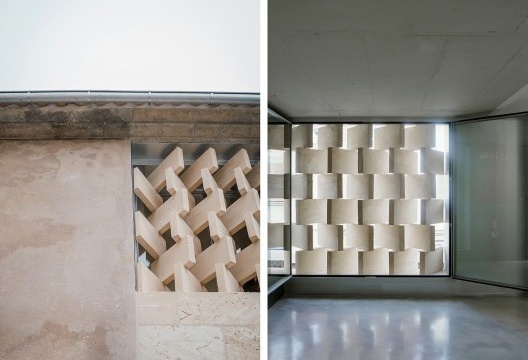 Centro Internacional de Fotografia Toni Catany, detalhe exterior e interior da malha. Llucmajor, Mallorca, 2021