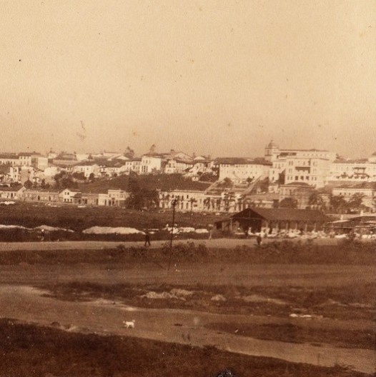 Vista geral da cidade de São Paulo, detalhe da foto esquerda, c.1875, fotógrafo desconhecido