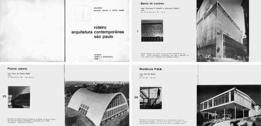 Páginas do Roteiro arquitetura contemporânea São Paulo, de Eduardo Corona e Carlos Lemos, edição Acrópole, 1963