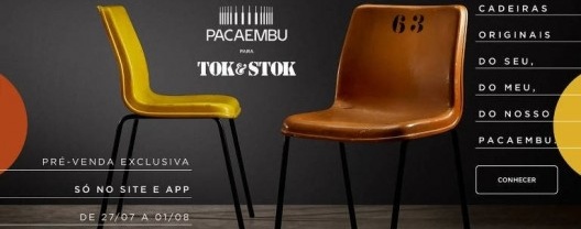 Publicidade da loja Tok&Stok com cadeiras do Pacaembu à venda, 2022