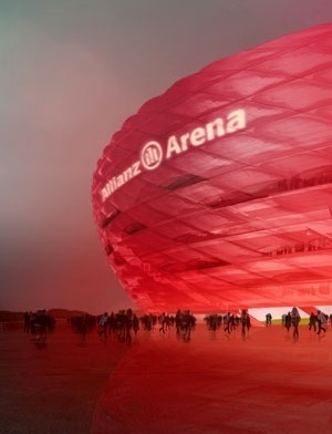 O Allianz Arena de Múnich, de Herzog e De Meuron, em que se inaugurou o último mundial de futebol e de iluminação mutável, se inspira no Coliseu Romano e no Globe Theatre Isabelino