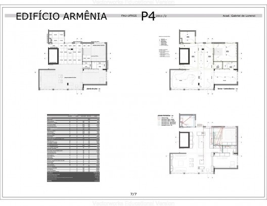 Edifício Armênia, prancha do trabalho do aluno Gabriel de Lorenzi, 2011/2