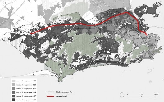 Cidade do Rio de Janeiro, com a avenida Brasil em destaque