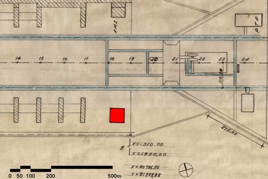 Trecho da planta de locação com destaque para o Palácio Itamaraty, Brasília