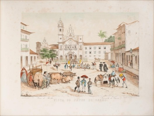 Vista do Pateo do Carmo, Casa dos Banhos e Convento do Carmo, Recife, 1863-1865