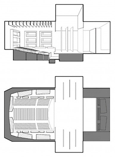 Cidade das Artes, plantas e cortes da sala de espetáculo, Rio de Janeiro RJ, 2013. Arquiteto Christian de Portzamparc