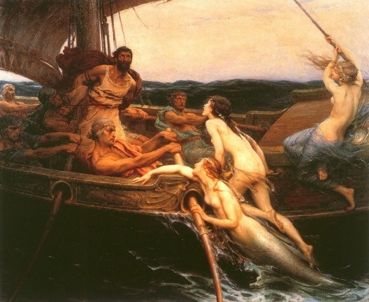 Ulisses y las sirenas (1909), pintura de Herbert James Draper