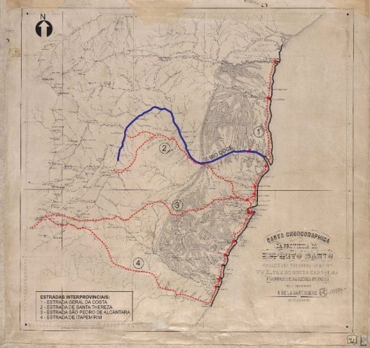 Identificação das Estradas Interprovinciais do Espírito Santo na Carta Chorographica da Província do Espírito Santo (1861)