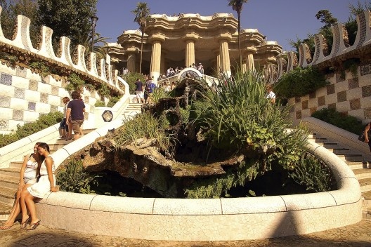 Parque Güell, escadaria, Barcelona, Espanha, 1914. Arquiteto Antoni Gaudi
