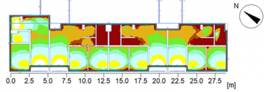 Simulação do bloco A da Torre 4, no dia 23/04, às 9h30, com as dimensões iniciais da abertura da cozinha
