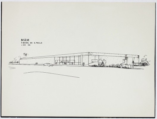 Estudo para a fachada do pavilhão da 1ª Bienal. Luís Saia