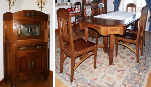 Fig. 28 – Armário de canto / Fig. 29 – Mesa e conjunto de cadeiras