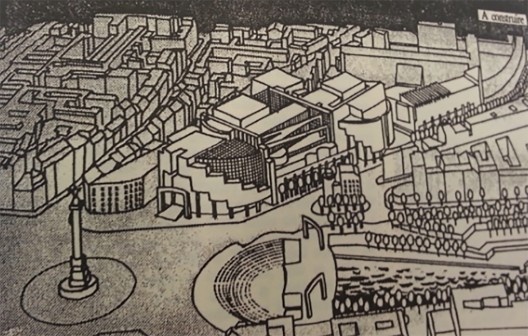 Ópera Bastille, perspectiva do projeto vencedor de Carlos Ott