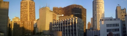 Vista do centro da cidade a partir da cobertura do IAB-SP. Julho de 2011