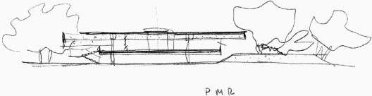 Residência do arquiteto, Butantã, São Paulo. Croqui de Paulo Mendes da Rocha