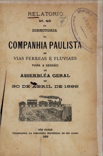 Capa do Relatório da CPEF do ano de 1892