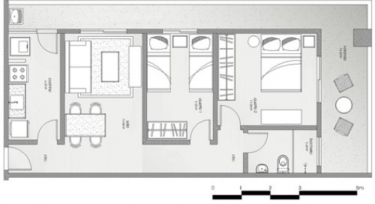 Planta baixa do apartamento do bloco multifamiliar
