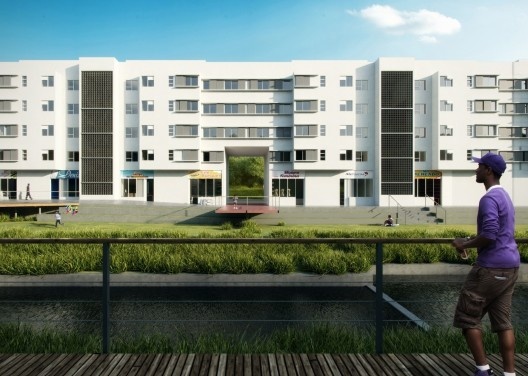 Projeto de edifício misto e parque do córrego