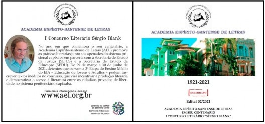 Convite e website do Concurso Literário Sérgio Blank