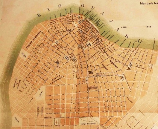 Planta levantada por Manoel Odorico Nina Ribeiro, a pedido da Vereação do Quatriênio 1883-1886 (detalhe)