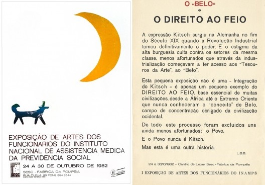 Cartazes da Exposição de Artes dos Funcionários do Instituto Nacional de Assistência Médica da Previdência Social, design Victor Nosek, 1983; texto de Lina para a abertura da Exposição de Artes dos Funcionários do Instituto Nacional de Assistência Médica