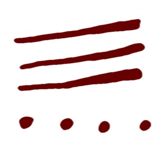 Fig.1: Ideomorfos dos tipos bastão e ponto do painel 60 da “Galeria B” (segundo santuário) da ''Cueva de La Pasiega''