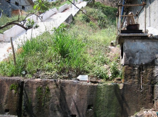 Bica improvisada em escadaria na rua Paulo Vieira