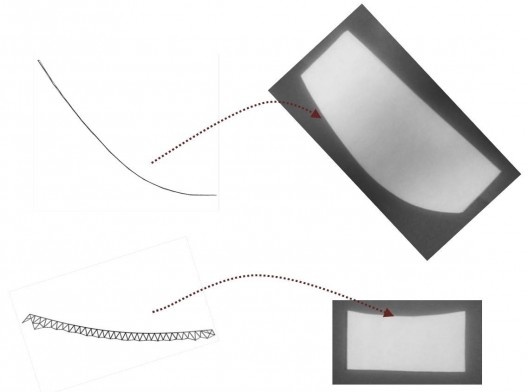 Molde de papel paraná elaborado seguindo a curvatura obtida