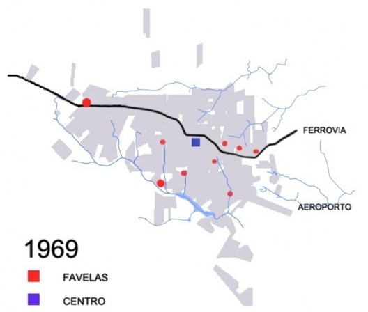 Londrina 1969 - Localização das favelas