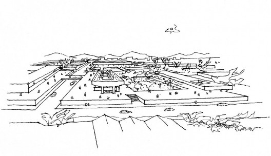 Croqui da Escola Técnica de Comércio de Santos. Projeto que é referência nacional e internacional da obra do arquiteto