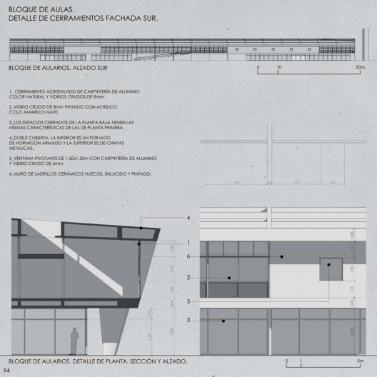 Detalle del bloque de aulas