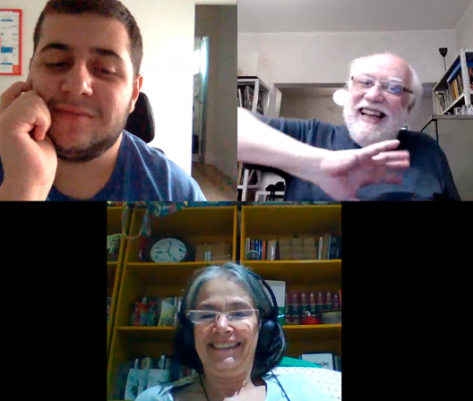 Felipe Pires, Edson Elito e Vera Santana Luz em entrevista por meio de plataforma virtual
