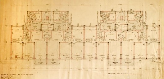 Planta do pavimento tipo do edifício Diamante, com 4 apartamentos por pavimento