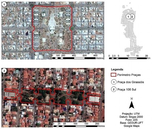 Praça dos Girassóis e praça do interior das quadras residenciais