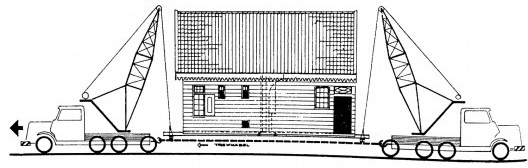 Desenho de como transportar as casas velhas até o Zaanse Schans