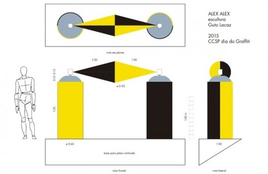 Guto Lacaz, “Alex Alex” (homenagem a Alex Vallauri), projeto, Centro Cultural São Paulo, 2015