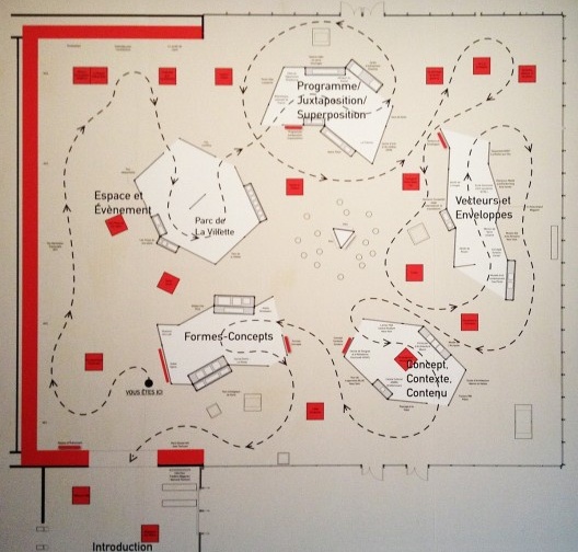 Mostra “Bernard Tschumi Architecture: Concept & Notation”, planta da exposição