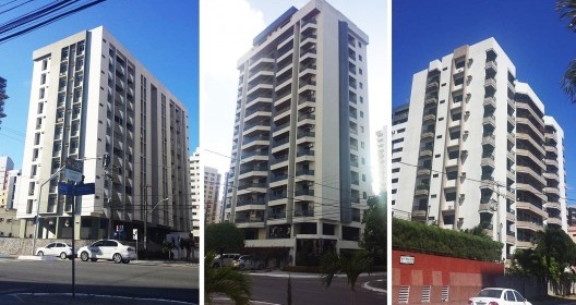 Da esquerda para a direita, edifícios Clarissa VI e Tropicus, ambos em Tambaú; e Syrius, em Manaíra, pertencentes ao segundo ciclo de verticalização em João Pessoa