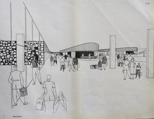 Conjunto JK, perspectiva da rodoviária, Belo Horizonte MG Brasil, 1951. Arquiteto Oscar Niemeyer