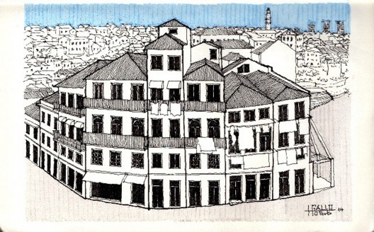 O Porto: vista do Bairro do Barredo, com o casario se espremendo no labirinto de ruelas antigas