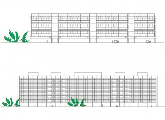 Acima, apartamentos para professores da UnB, Colina, Brasília DF. João Filgueiras Lima, 1962; abaixo, Superquadra Sul 109, Colina, Brasília DF. Aldary Henriques Toledo (com colaboração de Luigi Patresi e João Filgueiras Lima), 1961