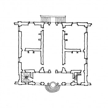 Padrão ideal de villa proposto por Serlio em seu sexto livro.