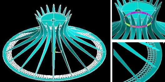 Catedral de Brasília, detalhes dos anéis de tração e compressão